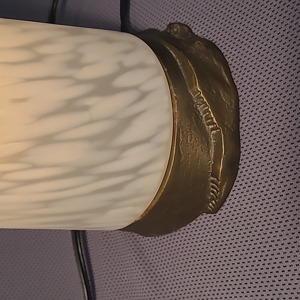 Lighted White Frosted Art Glass Lighthouse With Brass Base - Picture 3 of 12
